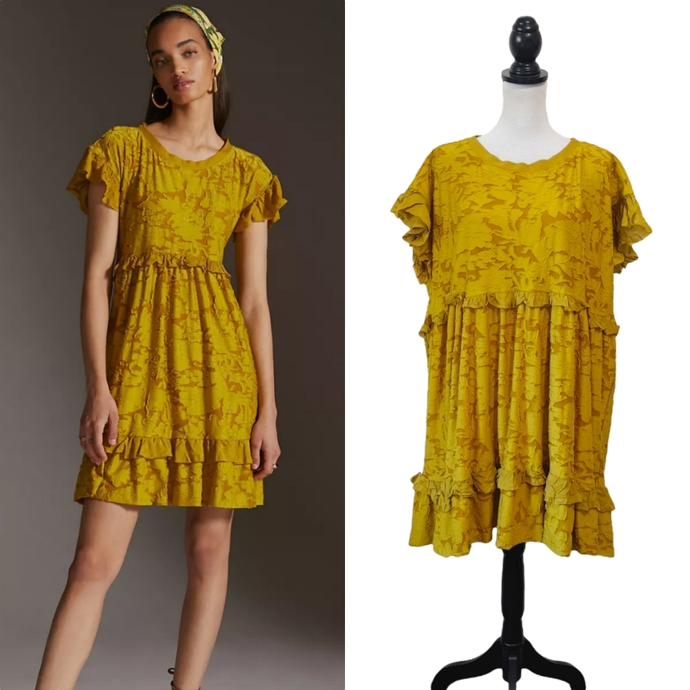 Anthropologie Yellow Mini Dress